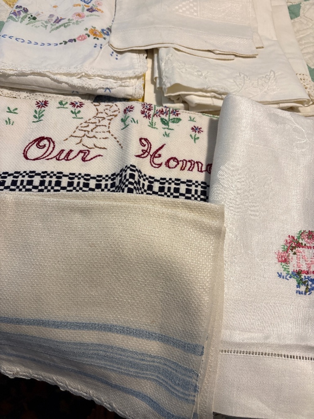 Box Lot of Old Linens